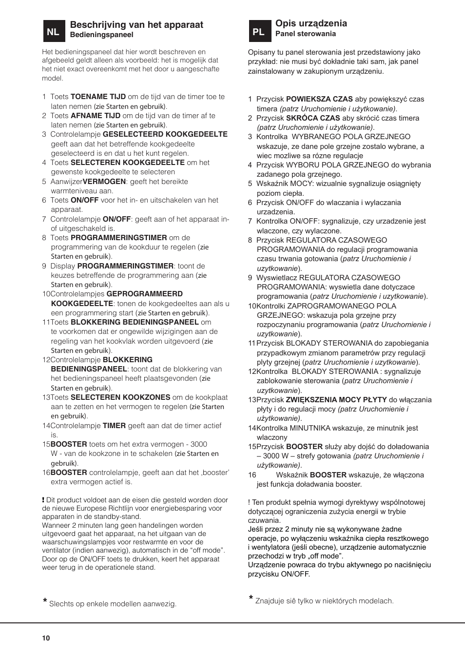 Nl pl beschrijving van het apparaat, Opis urządzenia | Hotpoint Ariston KIO 633 T Z User Manual | Page 10 / 84