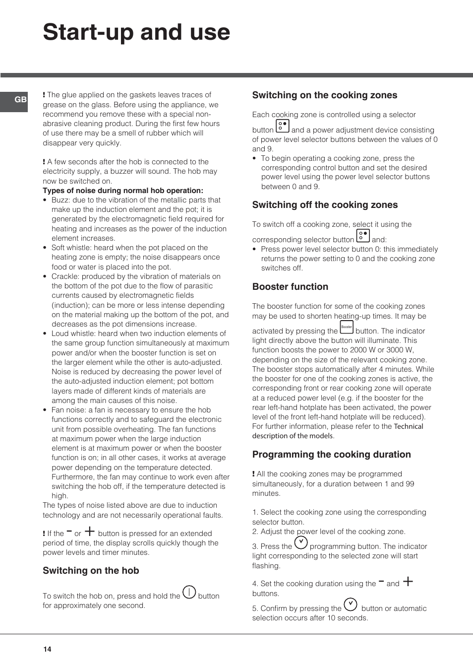 Start-up and use | Hotpoint Ariston KIO 633 T Z User Manual | Page 14 / 84