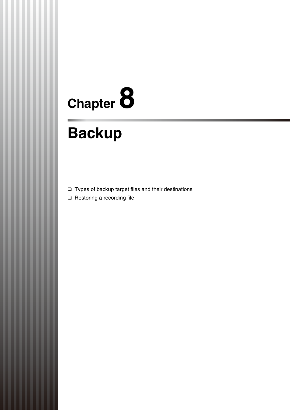 Backup, Nd chapter 8: backup, Chapter 8 | See “chapter 8 | Canon RM-Software User Manual | Page 113 / 138