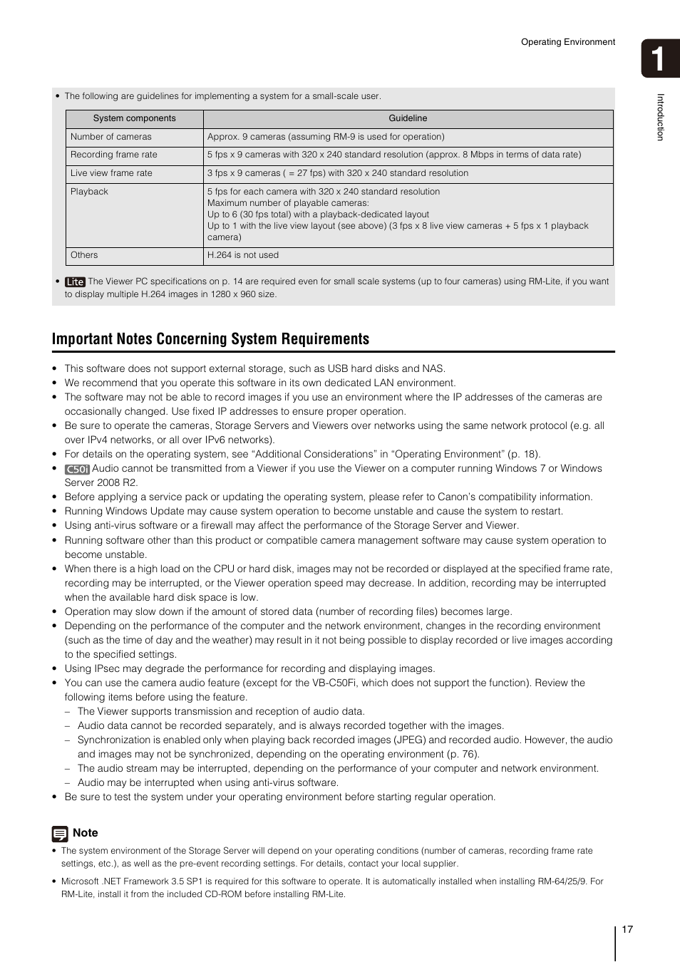 Important notes concerning system requirements | Canon RM-Software User Manual | Page 17 / 138