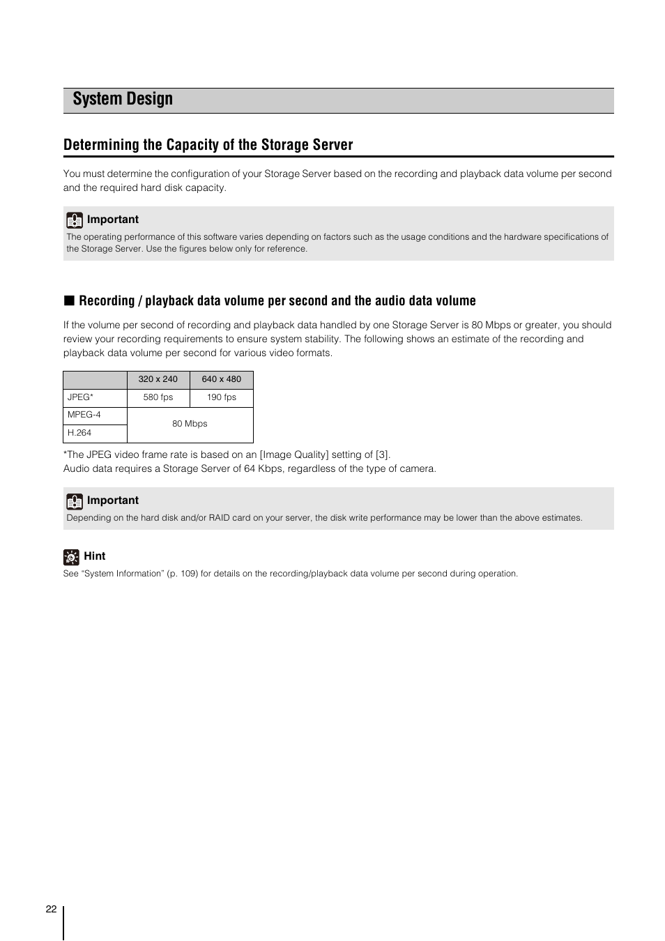 System design, Determining the capacity of the storage server | Canon RM-Software User Manual | Page 22 / 138