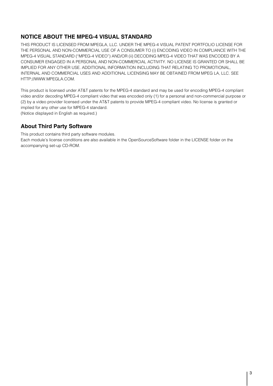 Notice about the mpeg-4 visual standard, About third party software | Canon RM-Software User Manual | Page 3 / 138