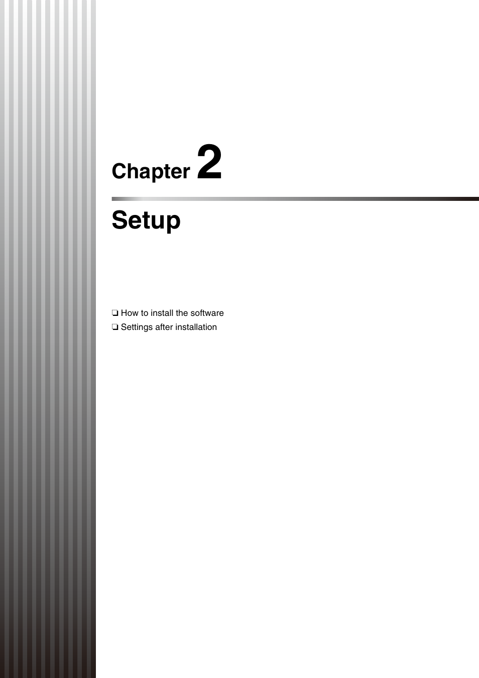 Setup, Chapter 2: setup, Chapter 2 | Canon RM-Software User Manual | Page 31 / 138