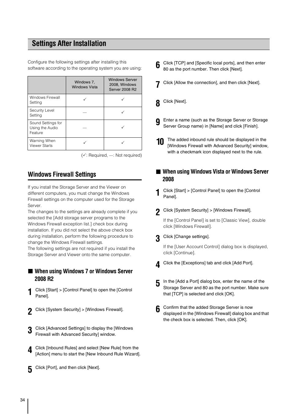 Settings after installation, Windows firewall settings, Ee “windows firewall settings” (p. 34) | See “settings after installation” (p. 34) | Canon RM-Software User Manual | Page 34 / 138