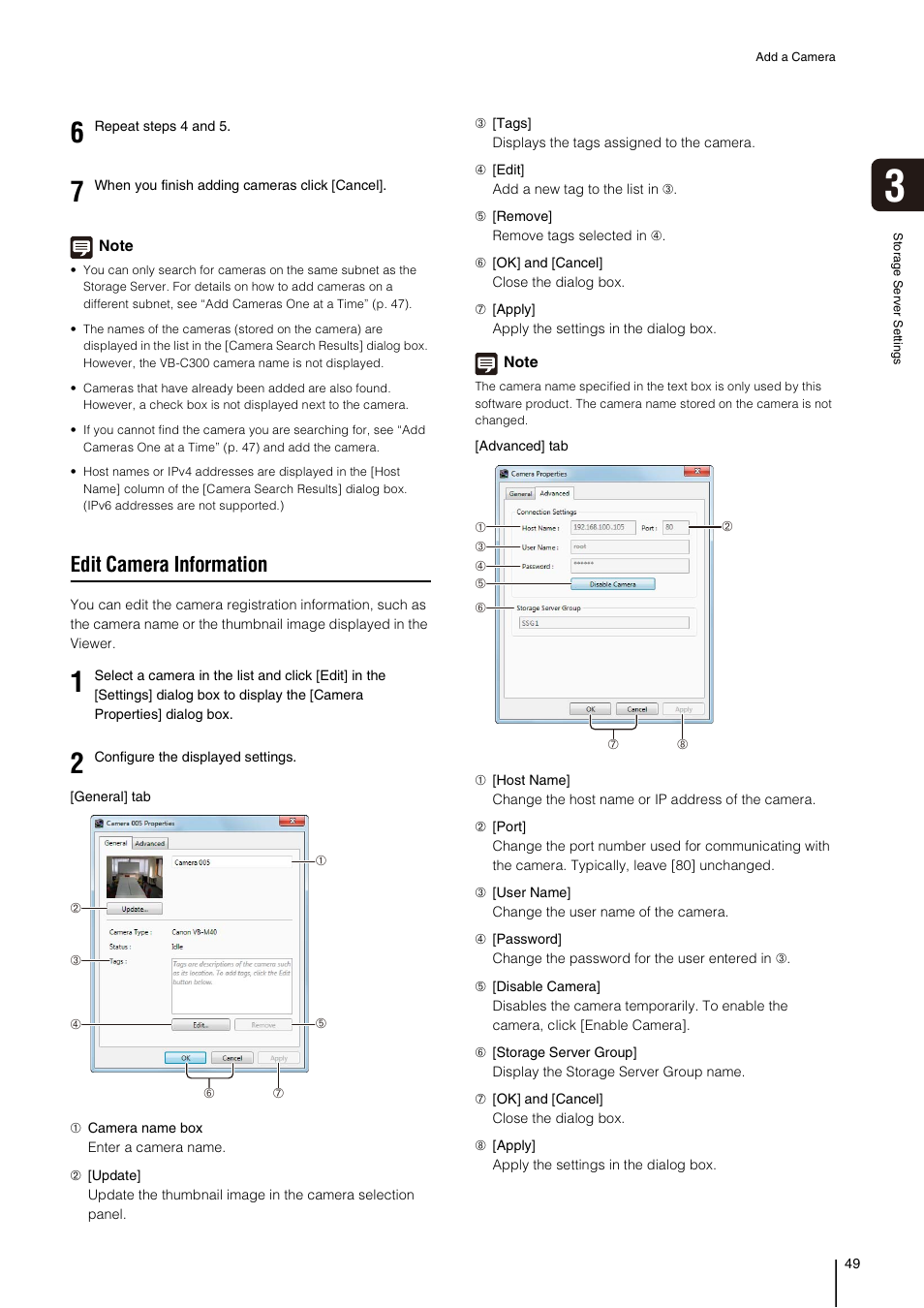 Edit camera information, Ee “edit camera information” (p. 49) | Canon RM-Software User Manual | Page 49 / 138