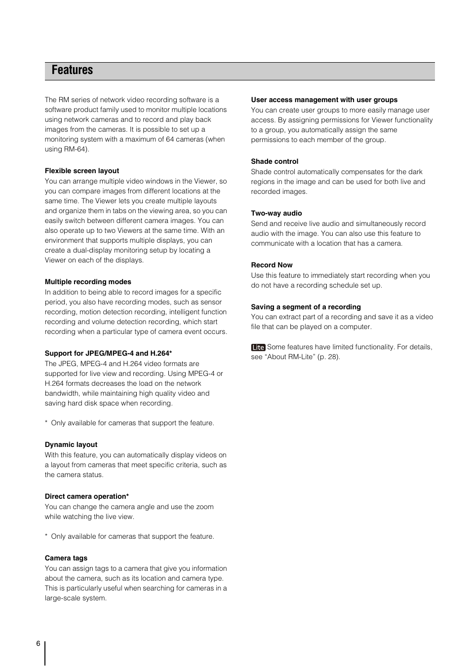 Features | Canon RM-Software User Manual | Page 6 / 138