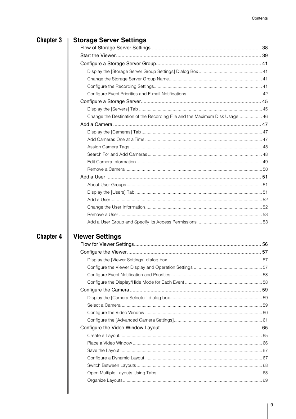 Chapter 3 storage server settings, Chapter 4 viewer settings | Canon RM-Software User Manual | Page 9 / 138