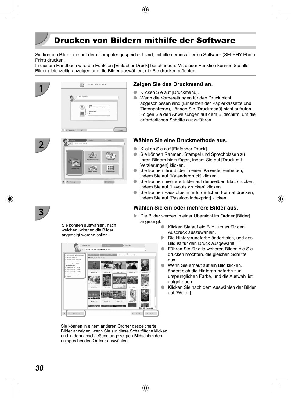 Drucken von bildern mithilfe der software | Canon SELPHY CP810 User Manual | Page 110 / 360