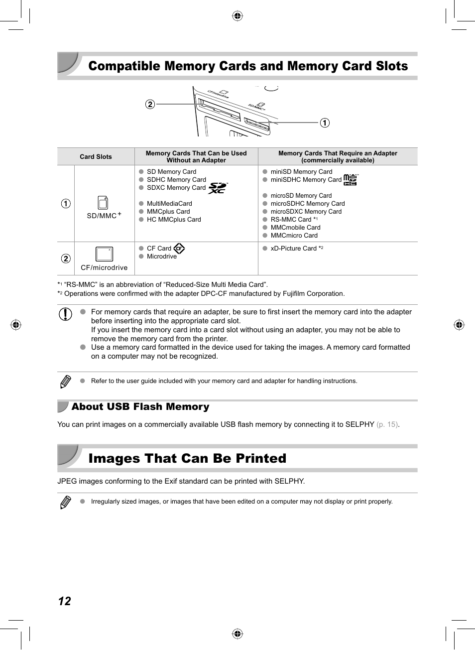 Images that can be printed | Canon SELPHY CP810 User Manual | Page 12 / 360