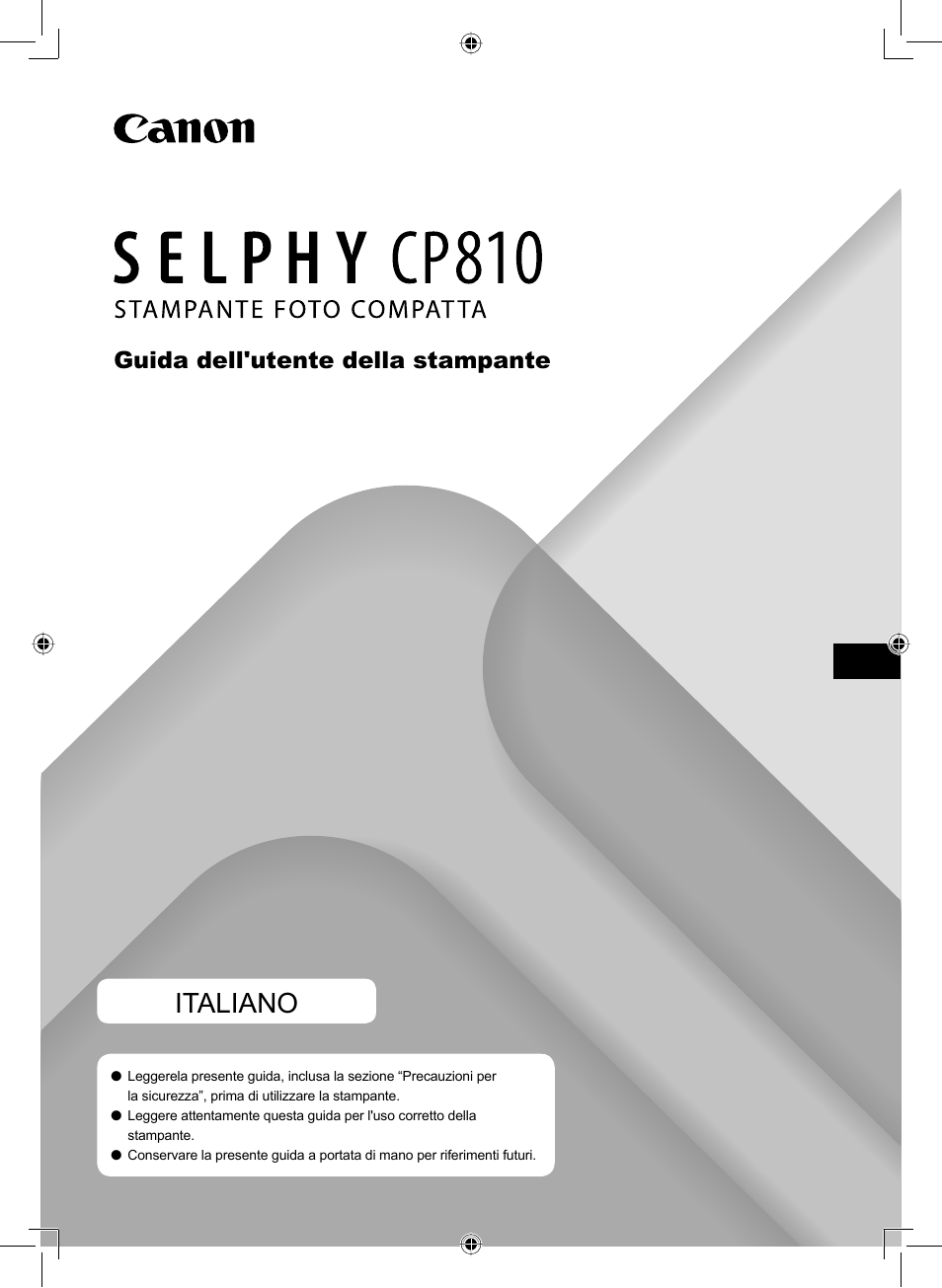 Italiano, Guida dell'utente della stampante | Canon SELPHY CP810 User Manual | Page 201 / 360