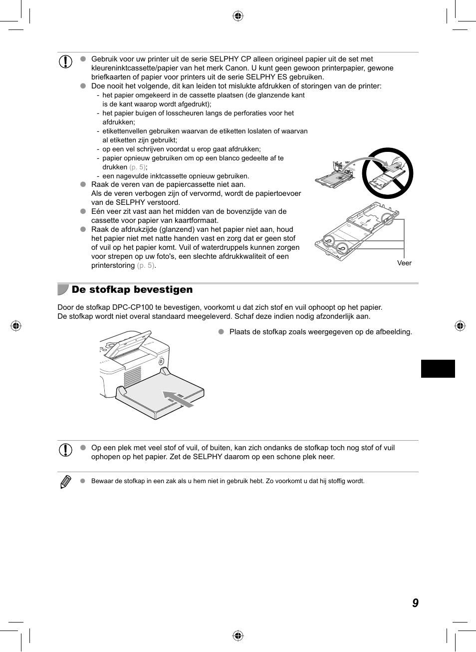 De stofkap bevestigen | Canon SELPHY CP810 User Manual | Page 249 / 360