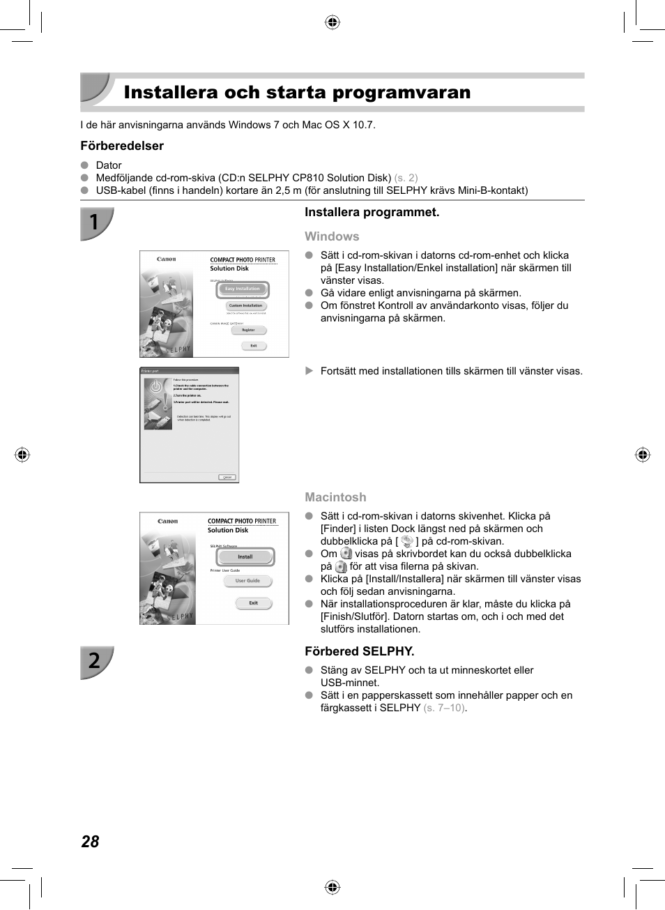 Installera och starta programvaran | Canon SELPHY CP810 User Manual | Page 348 / 360