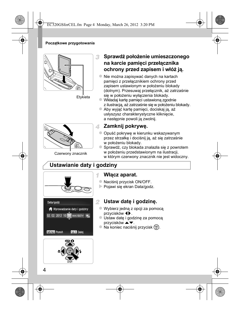 Ustawianie daty i godziny | Canon PowerShot D20 User Manual | Page 100 / 148