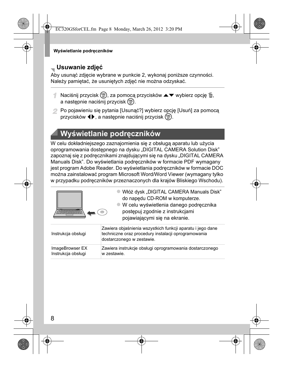 Wyświetlanie podręczników | Canon PowerShot D20 User Manual | Page 104 / 148
