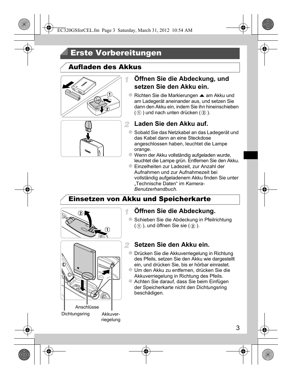 Erste vorbereitungen | Canon PowerShot D20 User Manual | Page 11 / 148