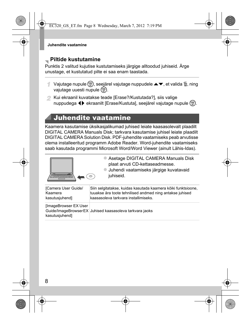 Juhendite vaatamine | Canon PowerShot D20 User Manual | Page 120 / 148