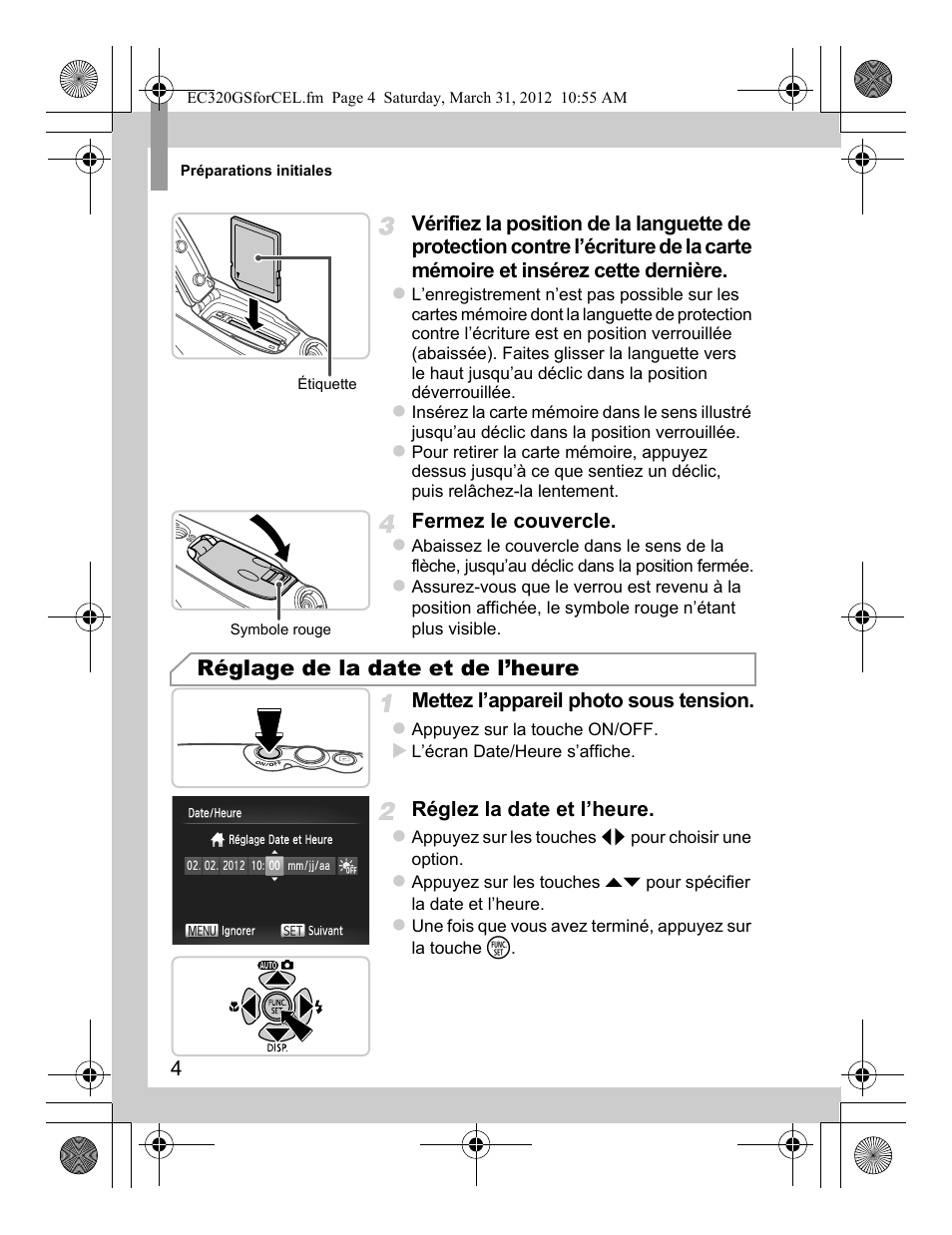 Réglage de la date et de l’heure | Canon PowerShot D20 User Manual | Page 20 / 148