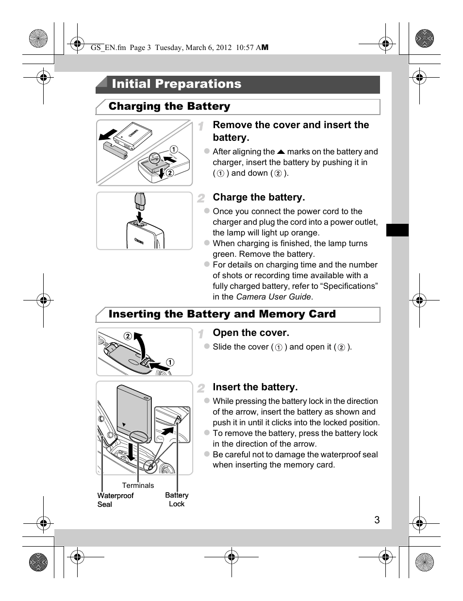 Initial preparations | Canon PowerShot D20 User Manual | Page 3 / 148