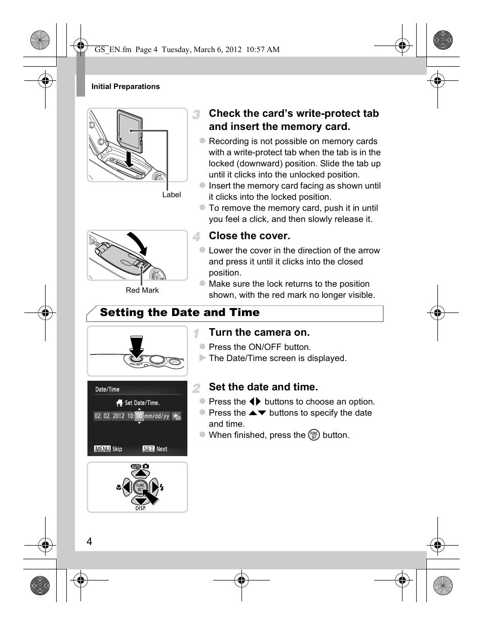 Setting the date and time | Canon PowerShot D20 User Manual | Page 4 / 148