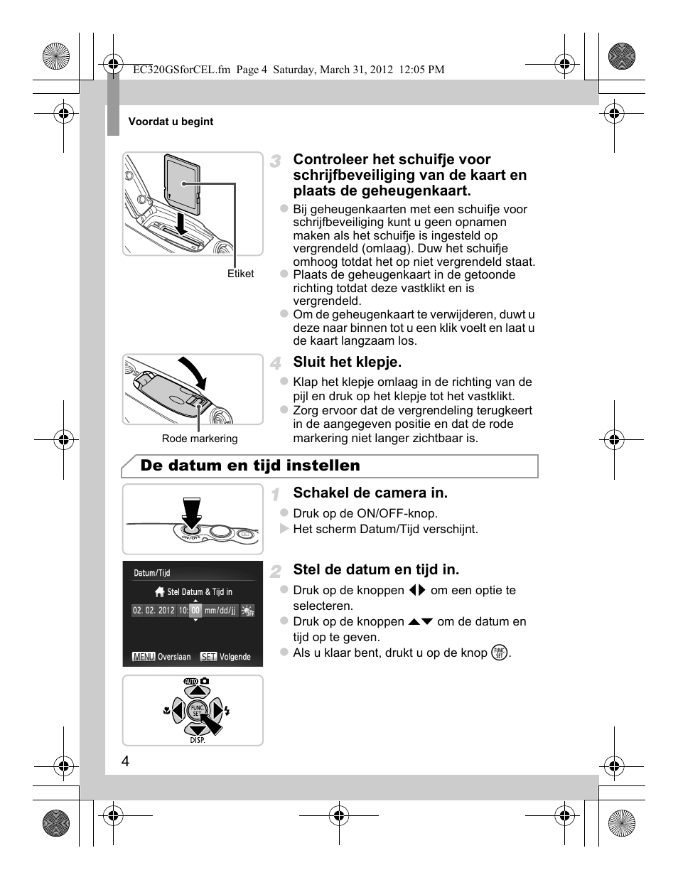 De datum en tijd instellen | Canon PowerShot D20 User Manual | Page 44 / 148