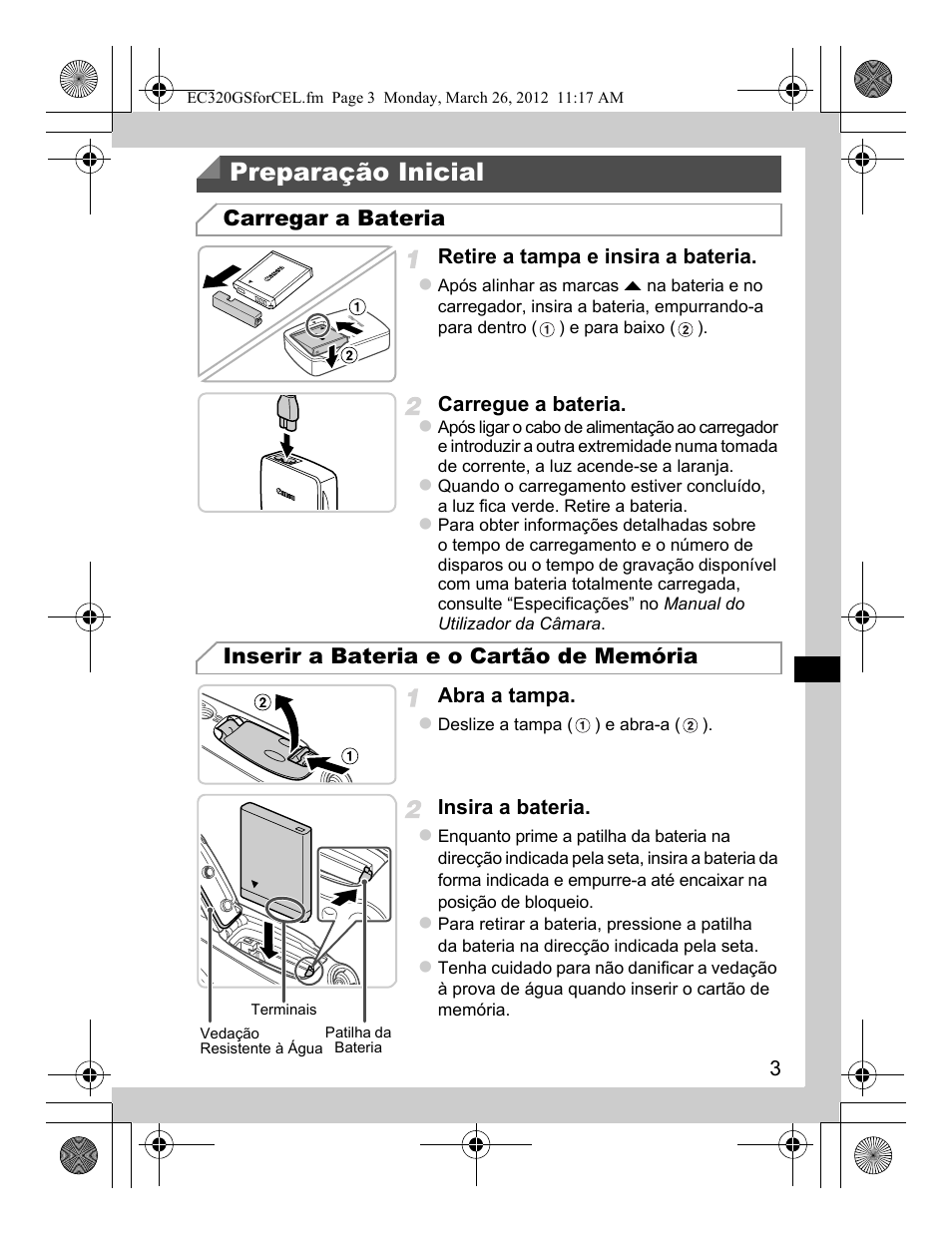 Preparação inicial | Canon PowerShot D20 User Manual | Page 51 / 148