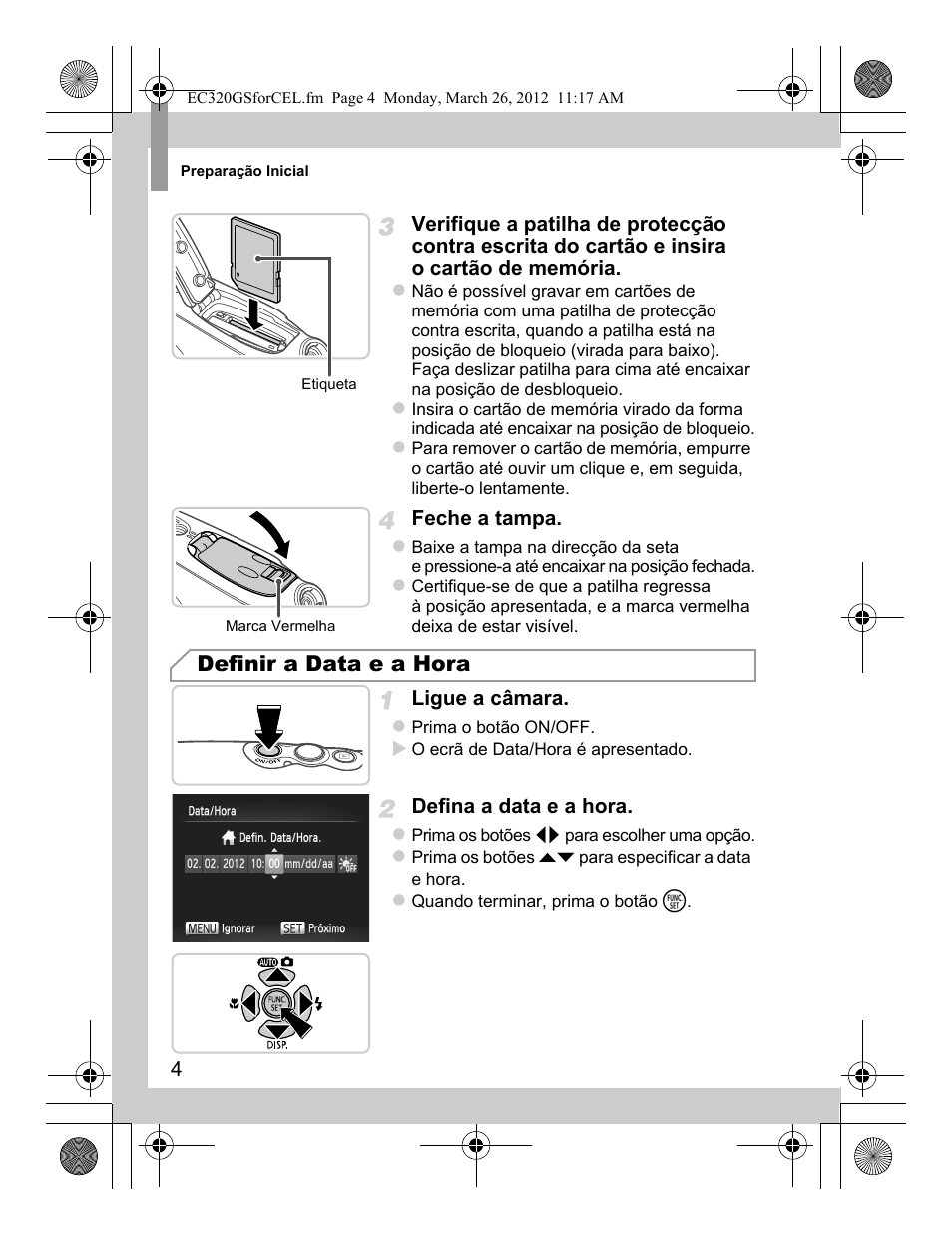 Definir a data e a hora | Canon PowerShot D20 User Manual | Page 52 / 148
