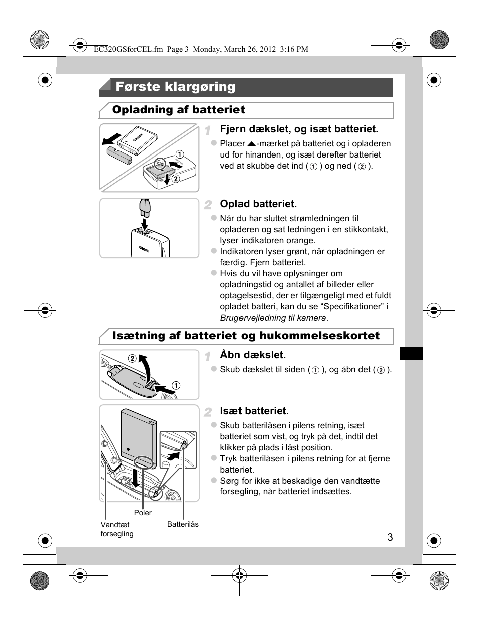 Første klargøring | Canon PowerShot D20 User Manual | Page 59 / 148
