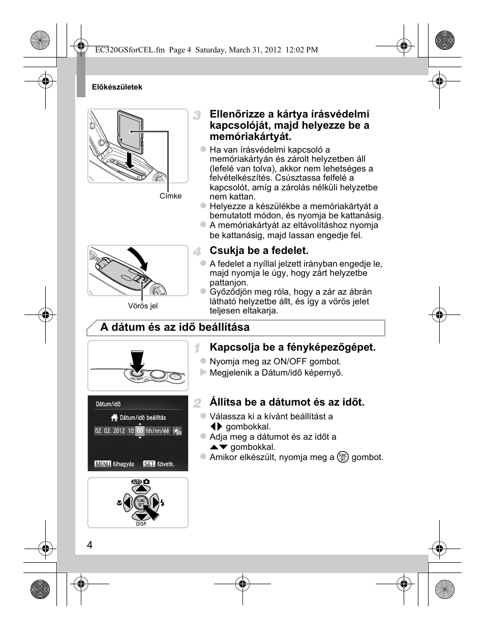 A dátum és az idő beállítása | Canon PowerShot D20 User Manual | Page 92 / 148