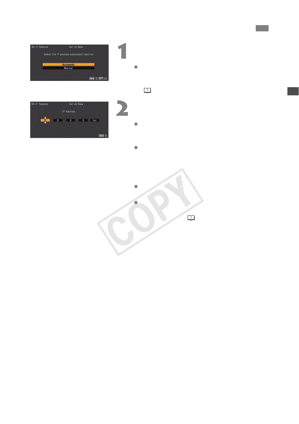 Configuring network (tcp/ip) settings, Cop y | Canon EOS C300 User Manual | Page 17 / 44