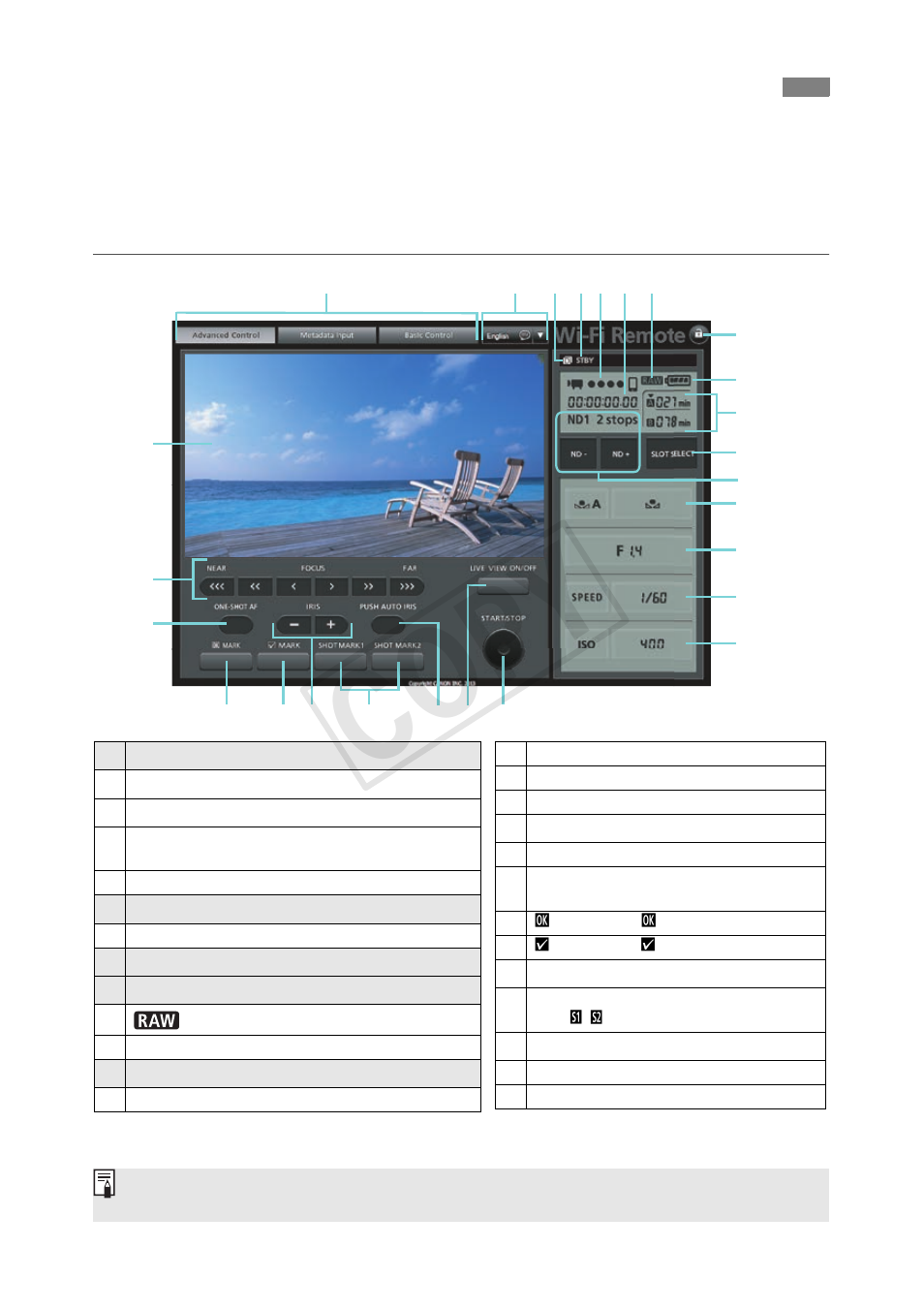 Wi-fi remote: [advanced control, Cop y | Canon EOS C300 User Manual | Page 30 / 44