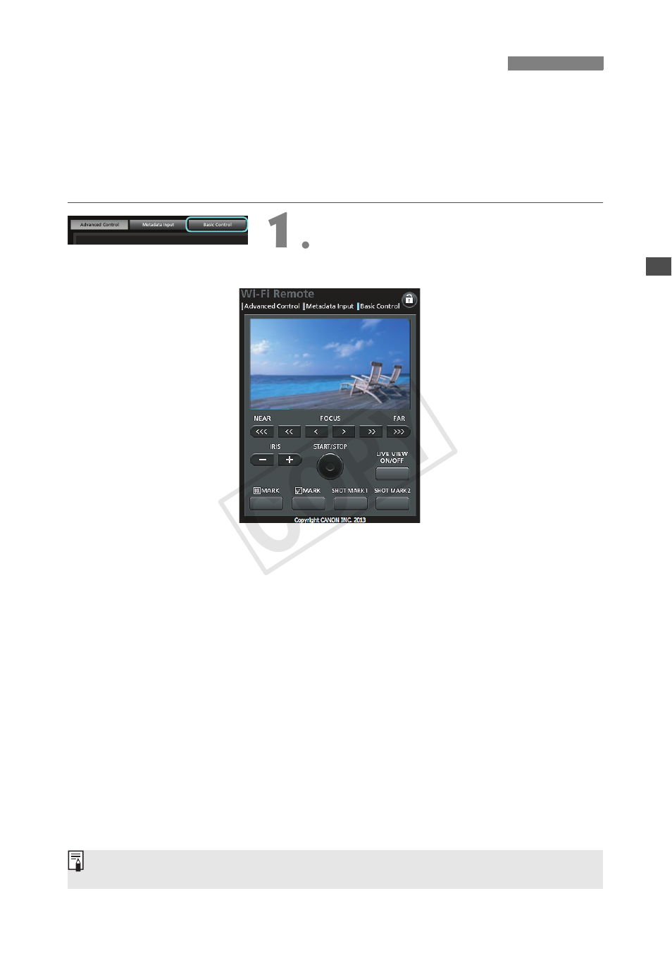 Wi-fi remote: [basic control, Cop y | Canon EOS C300 User Manual | Page 31 / 44