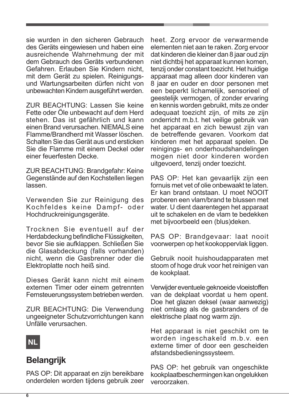 Belangrijk | Hotpoint Ariston PC 640 T (AN) R-HA  EU User Manual | Page 6 / 88