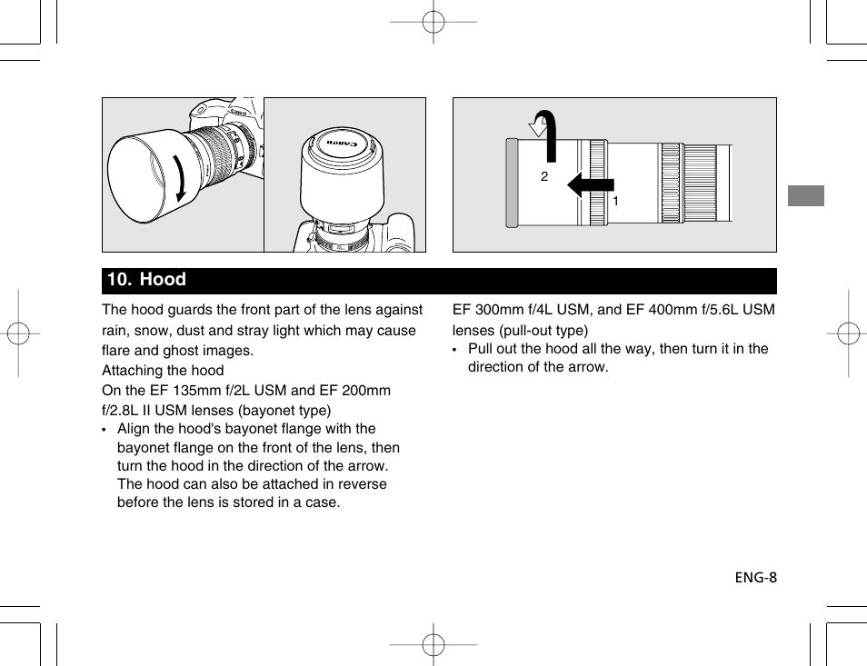 Hood | Canon EF 200mm f2.8L II USM User Manual | Page 9 / 12