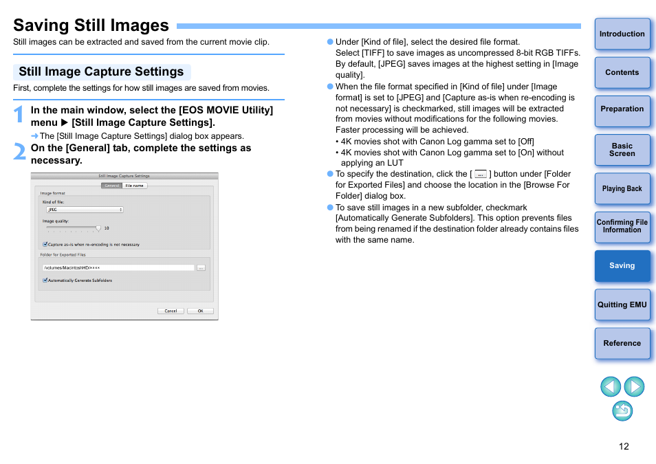 Saving still images, Saving, Still image capture settings | Canon EOS-1D C User Manual | Page 12 / 25