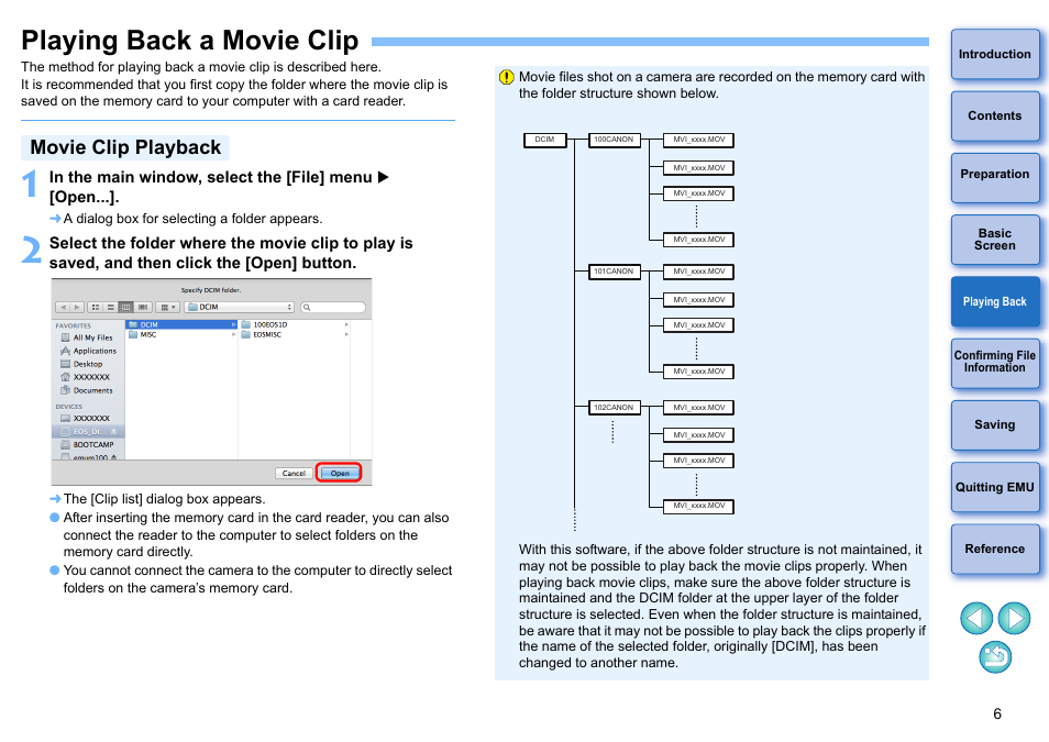 Playing back a movie clip, Playing back, Movie clip playback | Canon EOS-1D C User Manual | Page 6 / 25