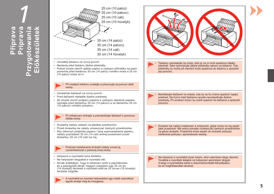 El ők és zü le te k, Pr zy go to w an ia, Pr íp ra va | Př íp ra va | Canon PIXMA PRO-1 User Manual | Page 110 / 274