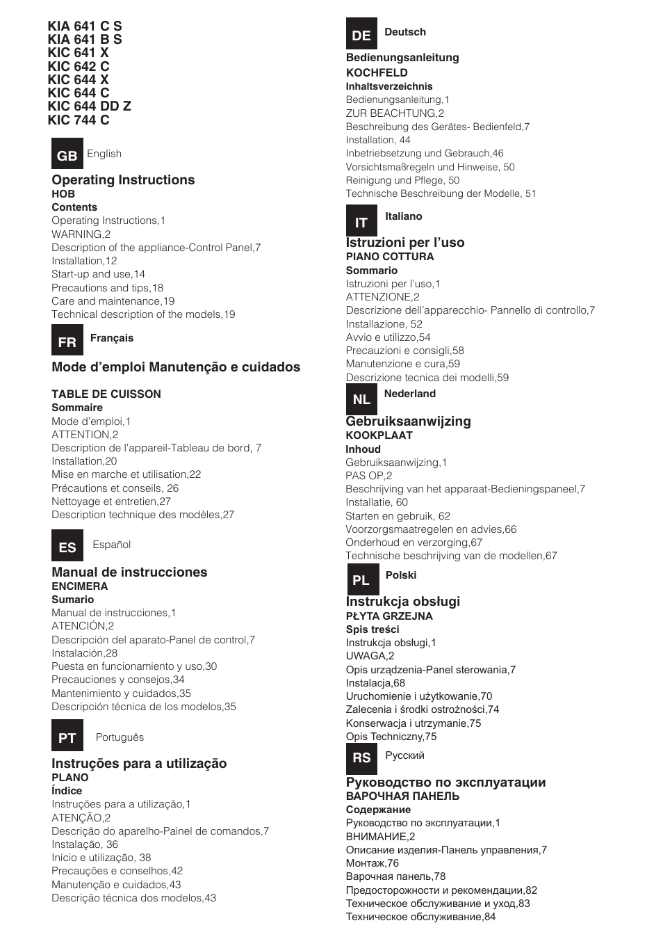 Hotpoint Ariston KIC 644 X User Manual | 84 pages