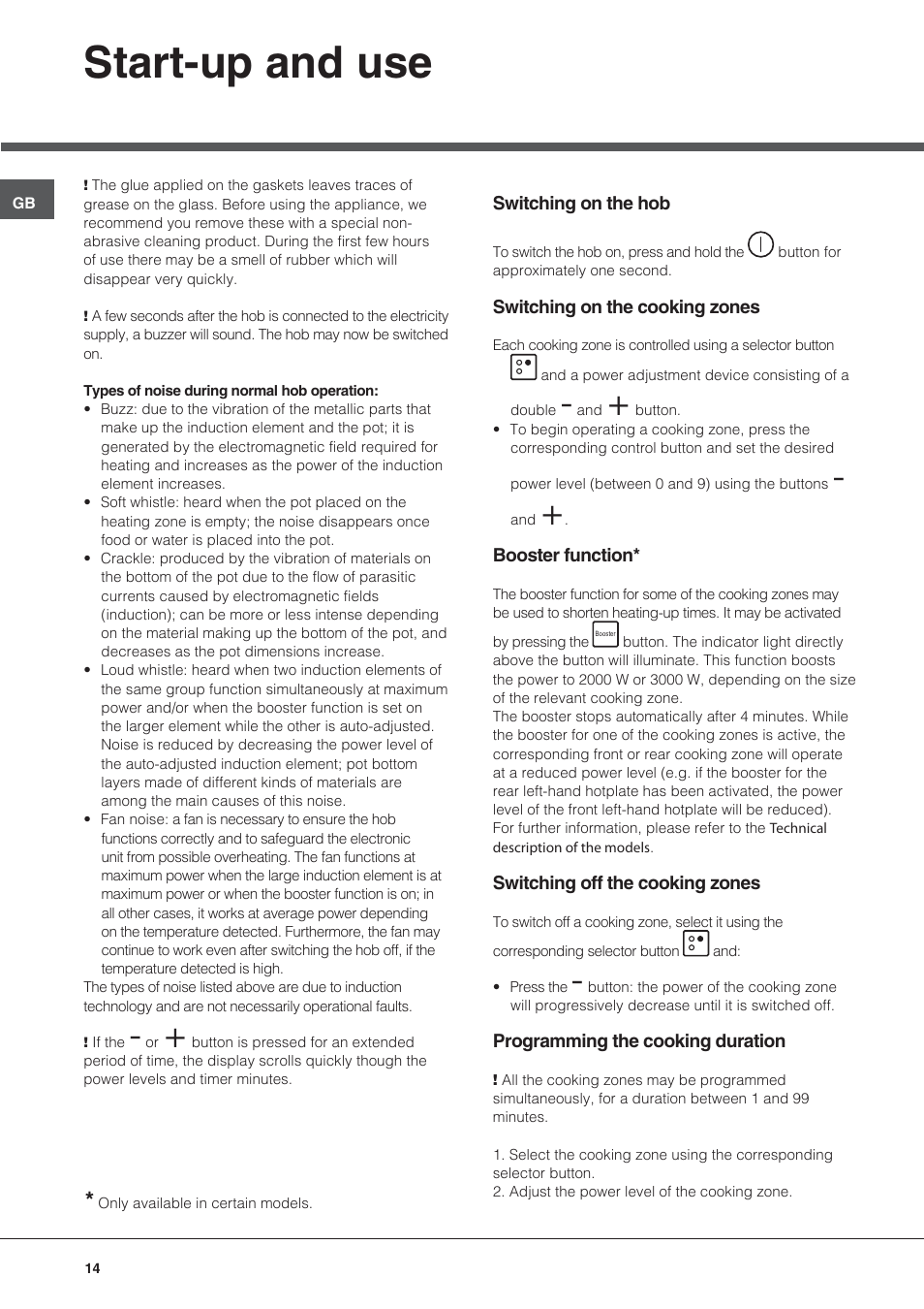 Start-up and use | Hotpoint Ariston KIC 644 X User Manual | Page 14 / 84