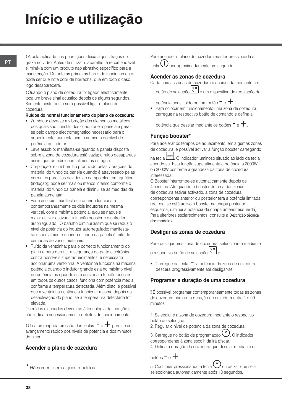 Início e utilização | Hotpoint Ariston KIC 644 X User Manual | Page 38 / 84