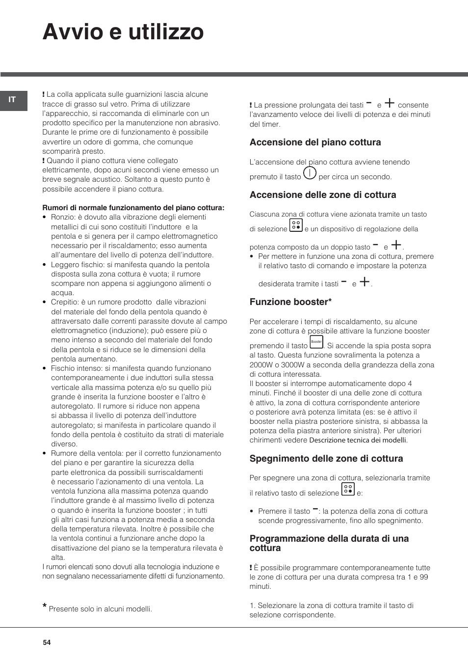 Avvio e utilizzo | Hotpoint Ariston KIC 644 X User Manual | Page 54 / 84