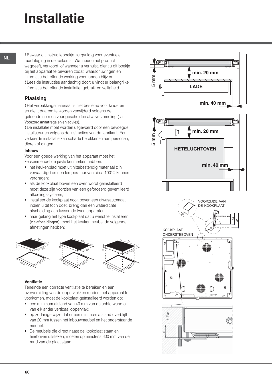 Bez nazwy-8, Installatie, Plaatsing | Hotpoint Ariston KIC 644 X User Manual | Page 60 / 84