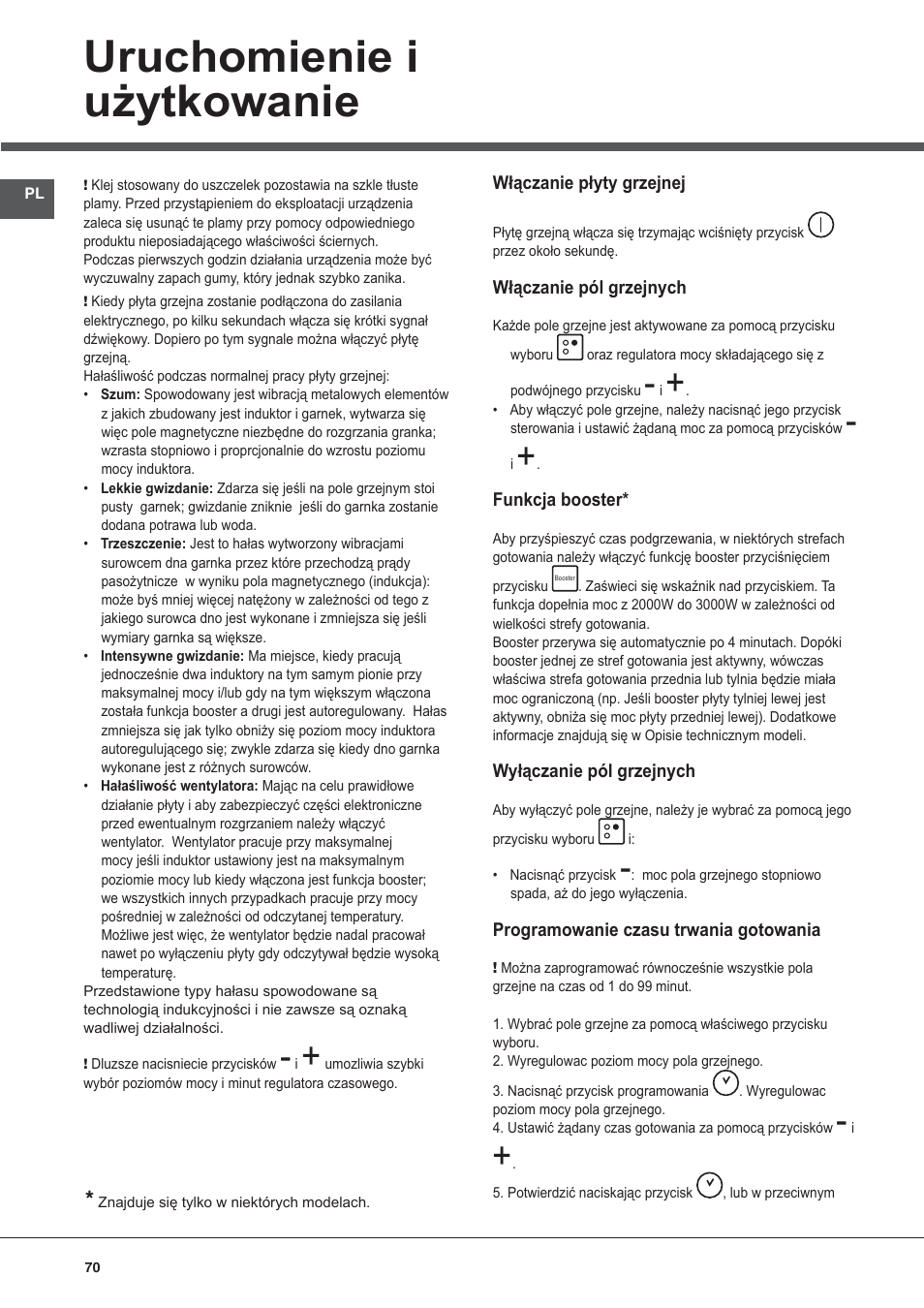 Uruchomienie i użytkowanie | Hotpoint Ariston KIC 644 X User Manual | Page 70 / 84