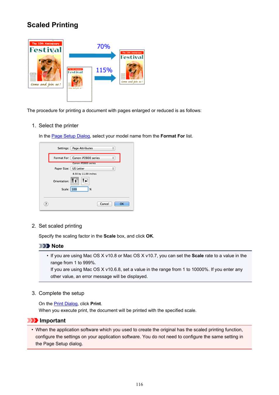 Scaled printing | Canon PIXMA iP2850 User Manual | Page 116 / 246