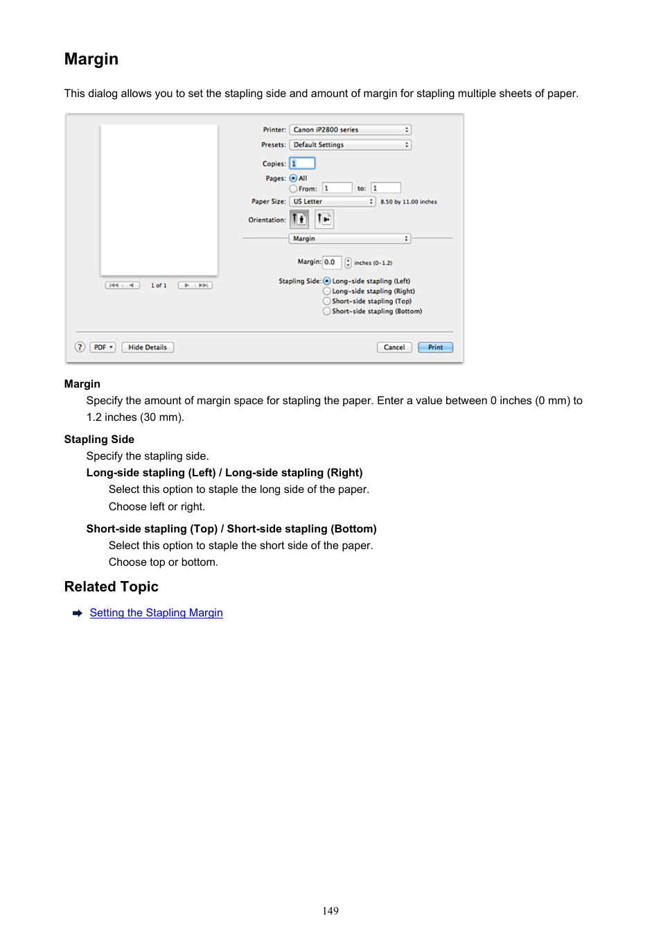 Margin | Canon PIXMA iP2850 User Manual | Page 149 / 246