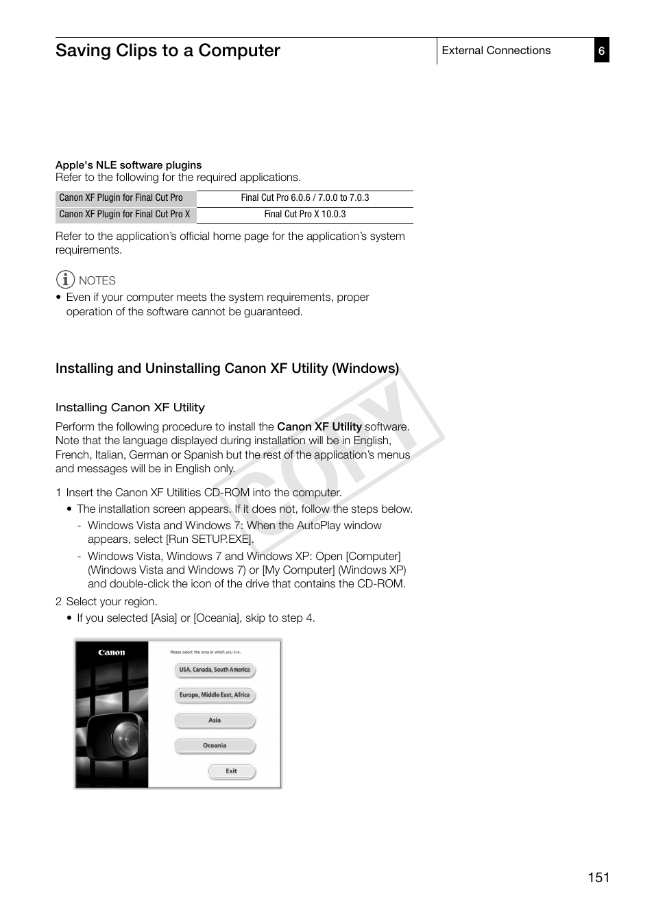 Installing and uninstalling canon xf utility, Windows) 151, Cop y | Canon XF305 User Manual | Page 151 / 206