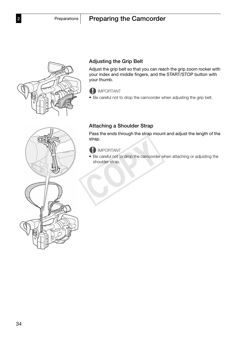 Cop y | Canon XF305 User Manual | Page 34 / 206