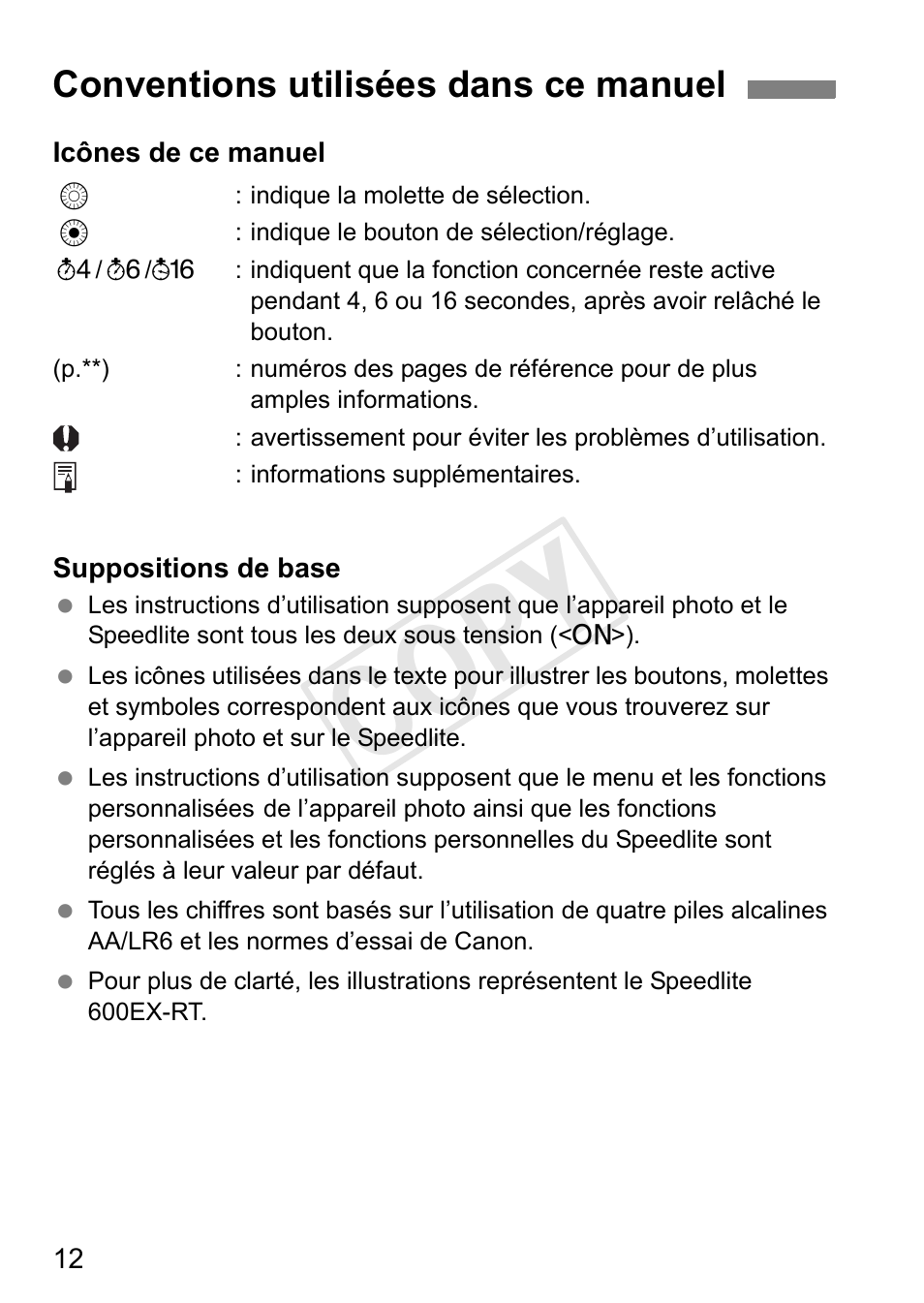 Cop y, Conventions utilisées dans ce manuel | Canon Speedlite 600EX-RT User Manual | Page 136 / 372