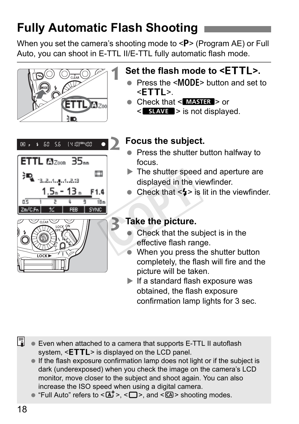 Cop y, Fully automatic flash shooting | Canon Speedlite 600EX-RT User Manual | Page 20 / 372