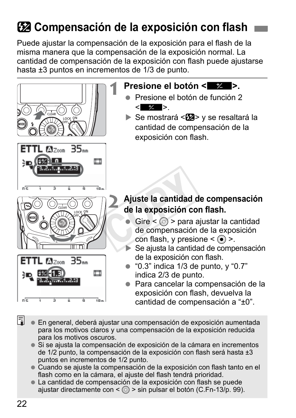 Cop y, F compensación de la exposición con flash | Canon Speedlite 600EX-RT User Manual | Page 268 / 372