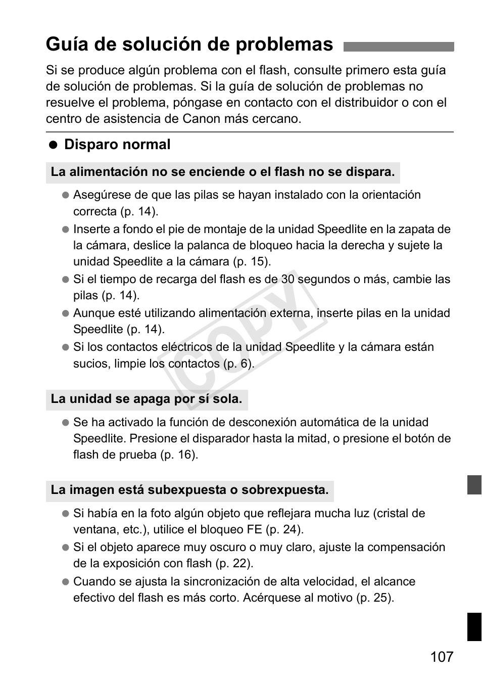 Cop y, Guía de solución de problemas | Canon Speedlite 600EX-RT User Manual | Page 353 / 372